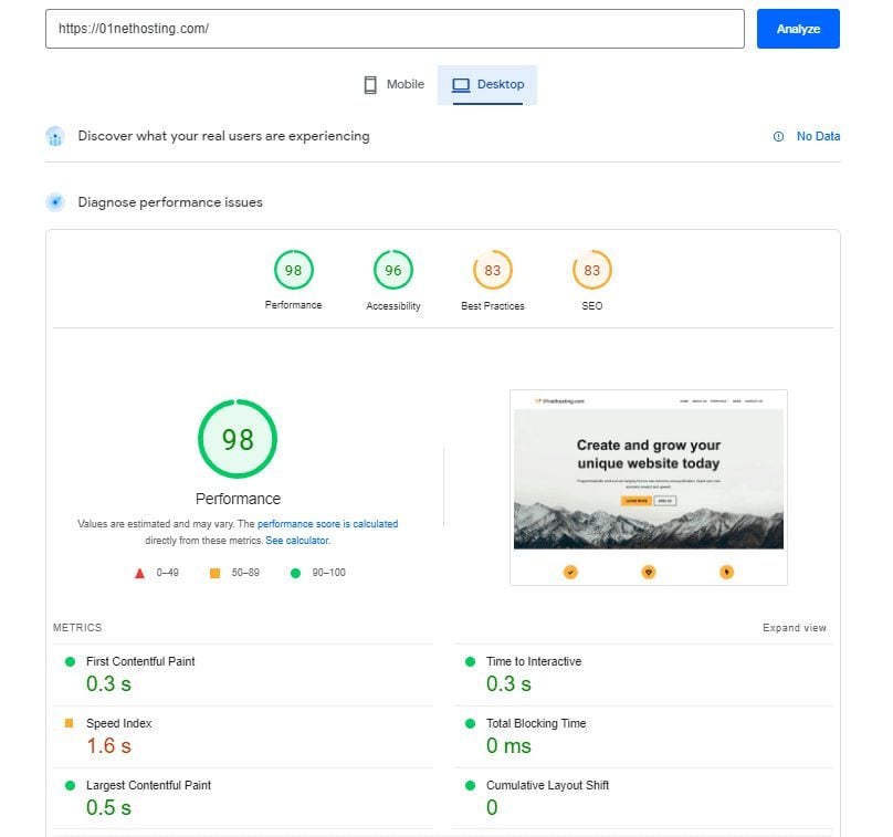 SG PageSpeed Insights 桌面版